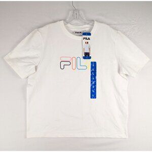 Fila Shirt Womens Size Large White Logo Spell Out T-Shirt